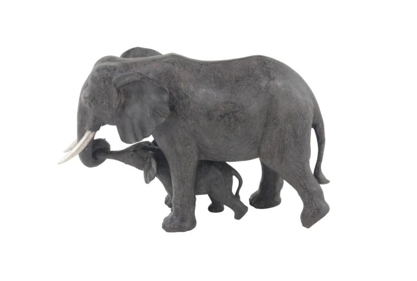 Dark Grey 13 Inch Polystone Mother Elephant - 360