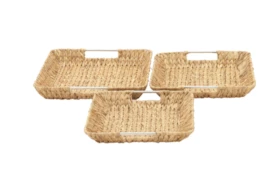 Tan 3 Inch Seagrass Basket Set Of 3