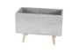Grey 15 Inch Fiber Clay Wood Planter Set Of 2 - Front