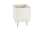 White 18 Inch Fiber Clay Wood Planter Set Of 2 - Front