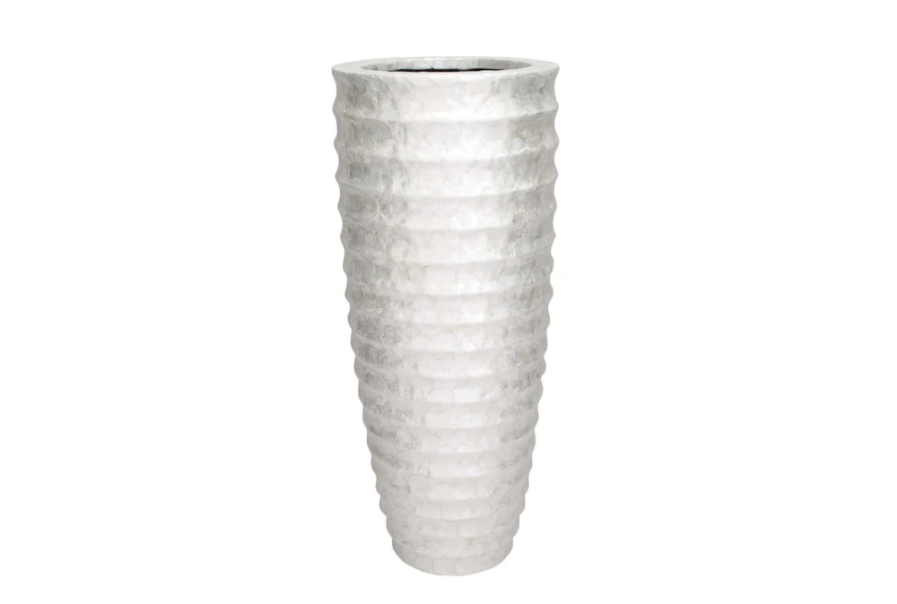 White 48 Inch Polystone Capiz Vase
