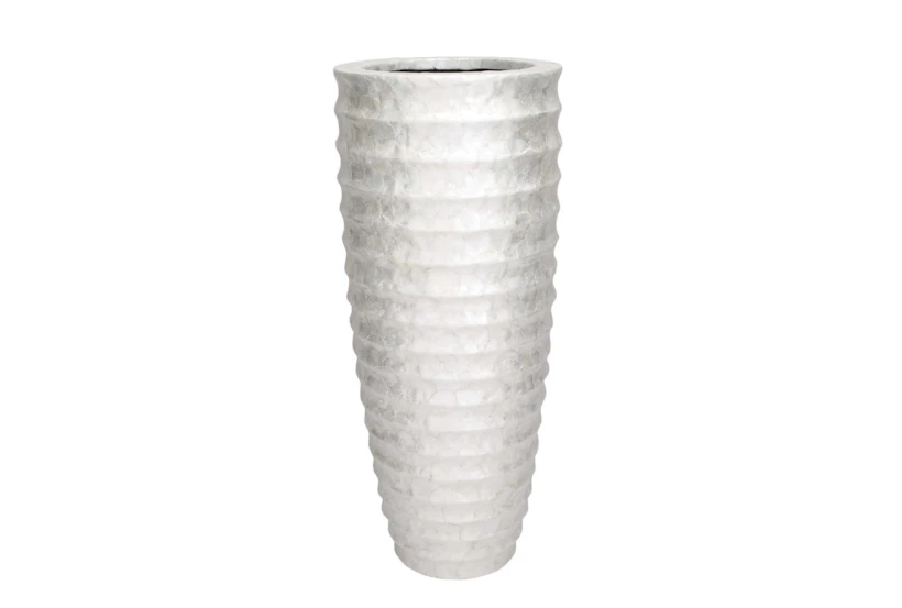White 48 Inch Polystone Capiz Vase - 360