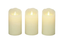 Beige 6 Inch Flameless Candle W Remote Set Of 3