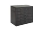 Black 32 Inch Wood Leather Chest - Front