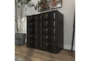 Black 32 Inch Wood Leather Chest - Room