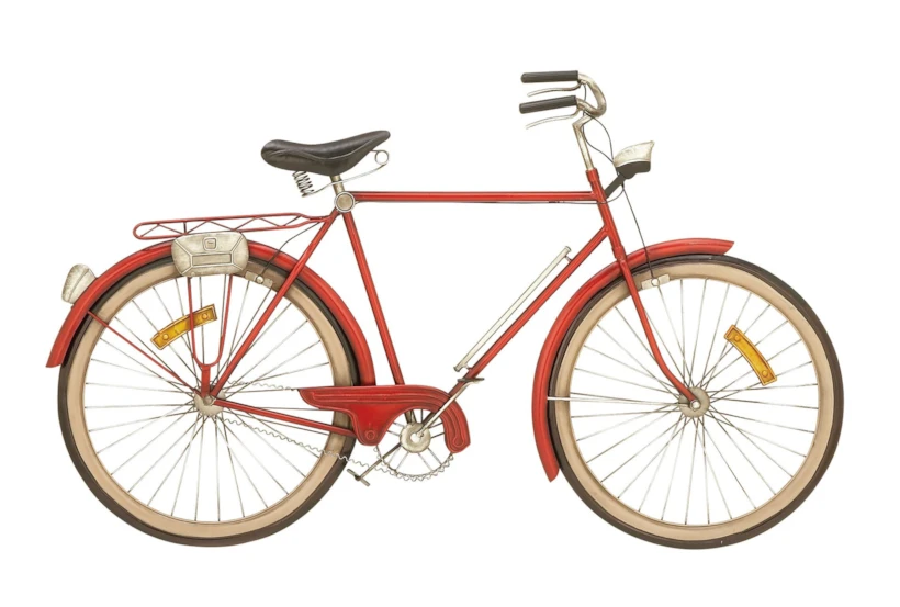 Red 24 Inch Metal Bicycle Wall Decor - 360