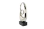 Silver 21 Inch Ceramic Abstract Sculpture - Material