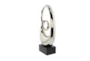 Silver 21 Inch Ceramic Abstract Sculpture - Front