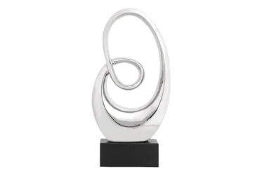 Silver 21 Inch Ceramic Abstract Sculpture