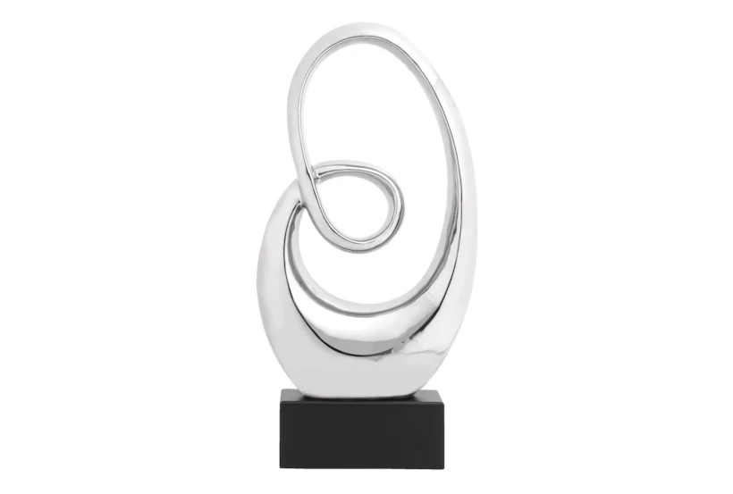 Silver 21 Inch Ceramic Abstract Sculpture - 360