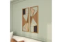 Multi 35 Inch Metal Wood Geometric Design Wall Plaque Set Of 2 - Room