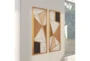 Multi 35 Inch Metal Wood Geometric Design Wall Plaque Set Of 2 - Room