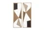 Multi 35 Inch Metal Wood Geometric Design Wall Plaque Set Of 2 - Signature