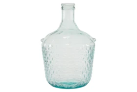 Blue 17 Inch Glass Wide Bottle Vase