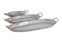 Grey 1 Inch Metal Galvanized Tray Set Of 3 - Front