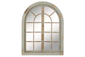 37x48 Grey Wood Arched Door Wall Mirror