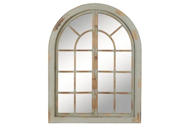 37x48 Grey Wood Arched Door Wall Mirror