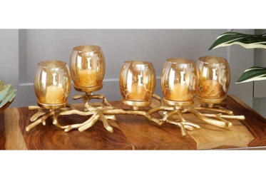 Gold 6 Inch Aluminum Glass Candle Holder