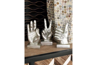 Silver 7 Inch Polystone Silver Hand Signs Set Of 3