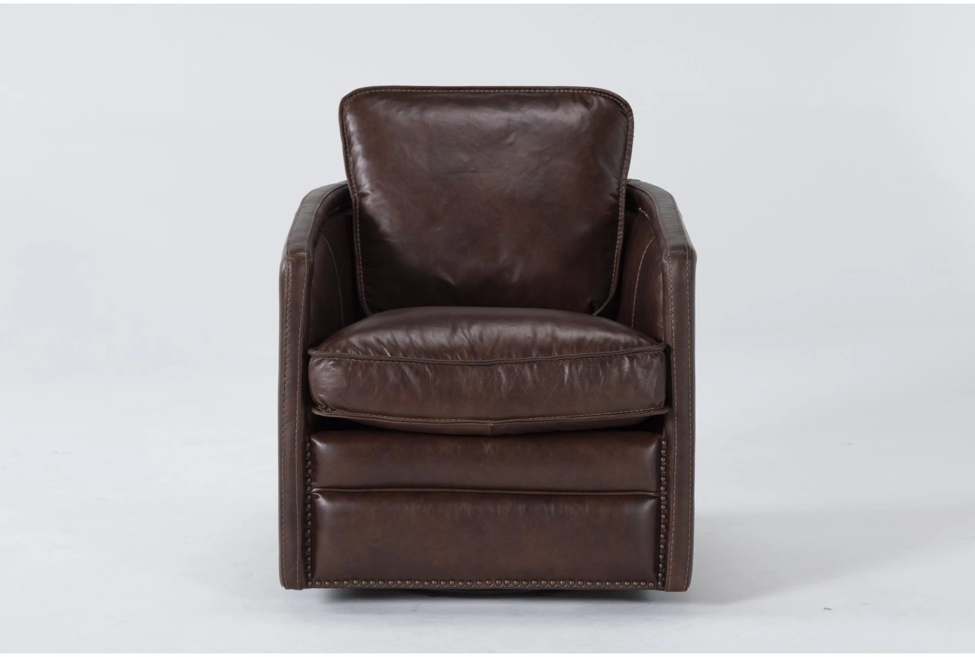 Churchill Espresso Leather Swivel Chair, Churchill Leather Chair