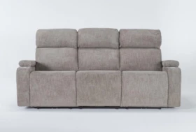 Frazier Stone 86" Power Reclining Sofa With Power Headrest & Wireless Charging