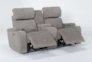 Frazier Stone 75" Power Reclining Console Loveseat With Power Headrest & Storage Charging - Side