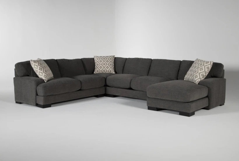 Aidan IV Chenille 4 Piece Grey 142" Sectional With Right Arm Facing Chaise - 360