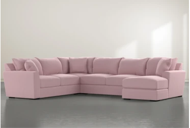 Aidan IV 4 Piece 142" Pink Sectional With Right Arm Facing Chaise