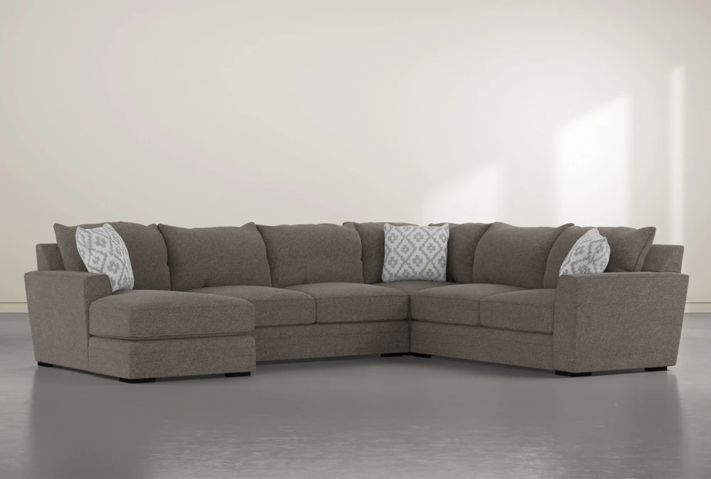 Aidan IV Chenille 4 Piece Grey 142" Sectional With Left Arm Facing Chaise