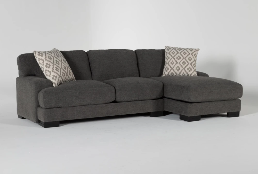 Aidan IV Chenille 2 Piece Grey 111" Sectional With Right Arm Facing Chaise