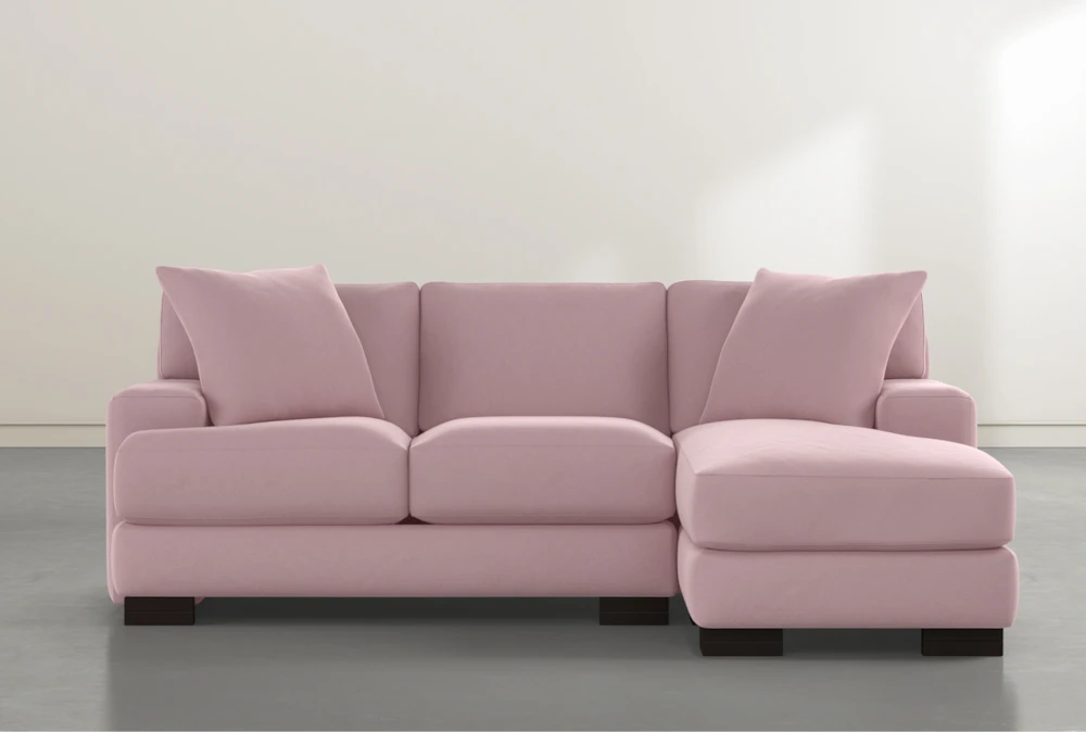 Aidan IV Pink Velvet Reversible 95" Sofa/Chaise
