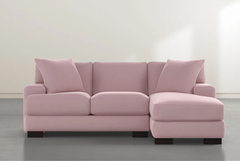 Aidan IV Pink Velvet Reversible 95" Sofa/Chaise - 360
