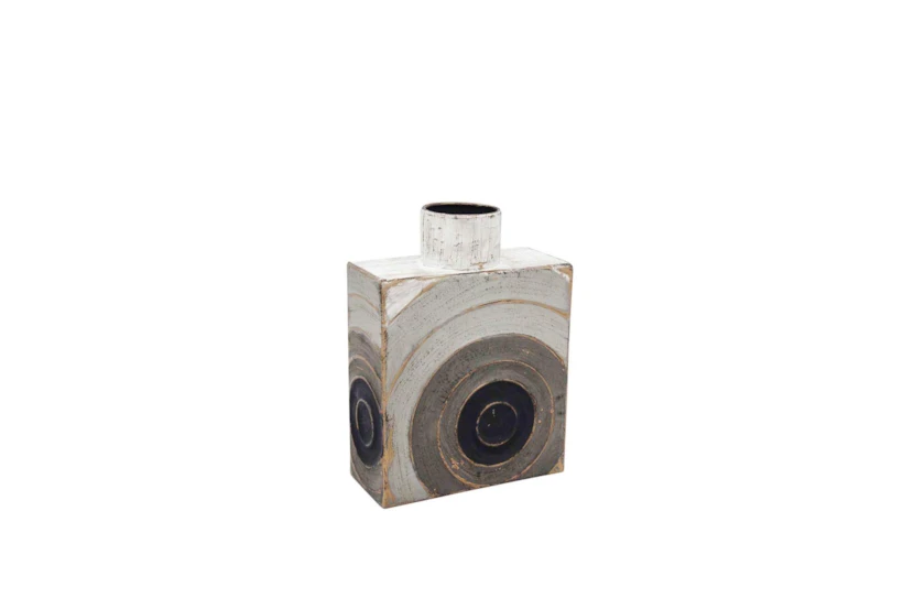 Ml 9 Inch Gray Metal Box Vase  - 360