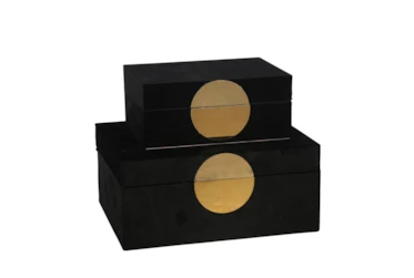 Ml Black And Gold Velvet Box Set Of 2