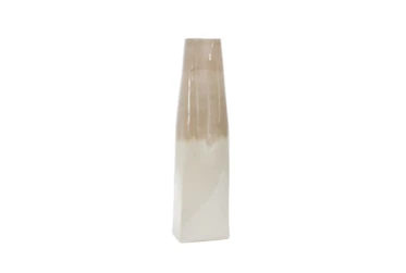 27 Inch 2 Tone Beige And White Vase