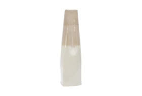 31 Inch 2 Tone Beige And White Vase
