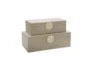 White + Gold Medallion Boxes Set Of 2 - Signature