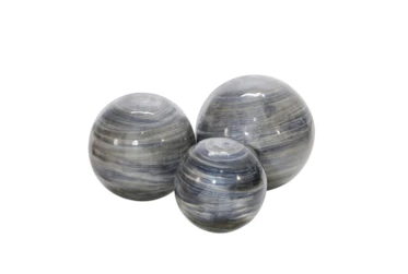Swirl Blue Gray Ball Decor Set Of 3