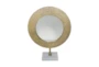 21 Inch Gold Hammered Mirror On Stand  - Signature