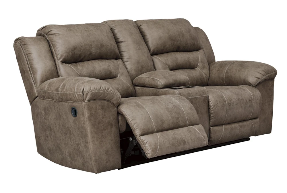 Stoneland Fossil 82" Reclining Loveseat with Storage Console