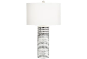 Table Lamp-White With Black Stripes