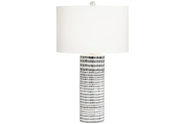 Table Lamp-White With Black Stripes