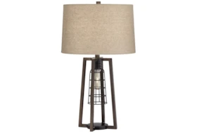 Table Lamp-Antique Nickel Caged Light