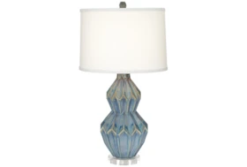 Table Lamp-Zig Zag Blue Ceramic