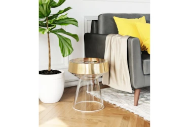 Tempered Clear Glass + Gold Accent Table