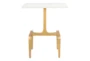23" White Marble + Gold Accent Table - Front