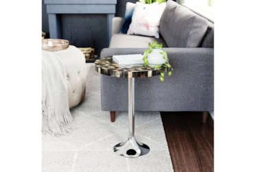 Black Geo Pattern Accent Table