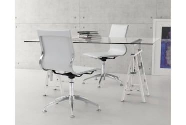Armless White Desk Chair