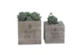 Rl  Rustic Wood And Iron Planters Set Of 2 - Signature