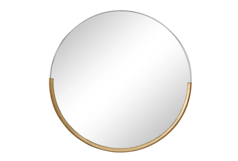 Ml 34 Inch Round Mirror With Brass Trim